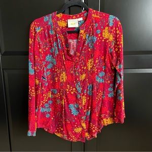 Maeve Floral Button Down Shirt GUC - Red (S)